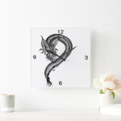 Dragon Schwarzweiß Design Quadratische Wanduhr (Zuhause)