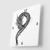 Dragon Schwarzweiß Design Quadratische Wanduhr (Winkel)