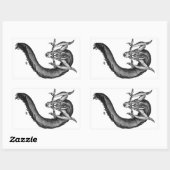 Dragon Schwarzweiß Design Rechteckiger Aufkleber (Blatt)