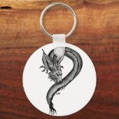 Dragon Schwarzweiß Design Schlüsselanhänger (Vorderseite)