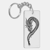 Dragon Schwarzweiß Design Schlüsselanhänger (Vorderseite links)