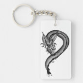 Dragon Schwarzweiß Design Schlüsselanhänger (Vorderseite)