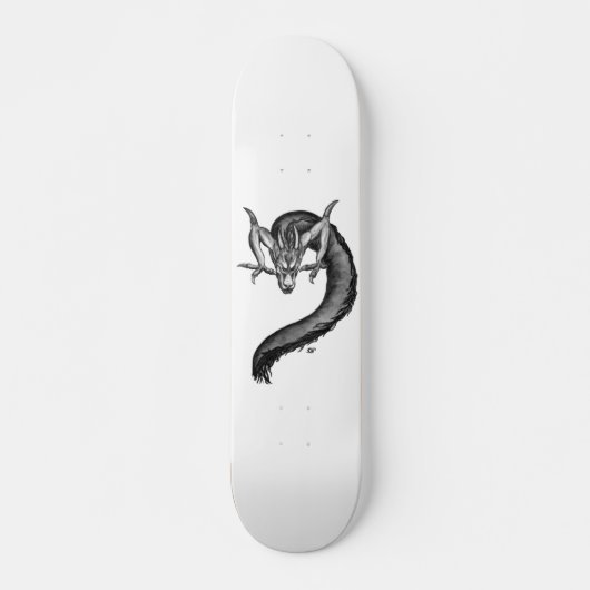 Dragon Schwarzweiß Design Skateboard (Vorne)
