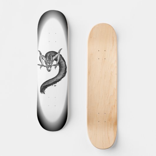 Dragon Schwarzweiß Design Skateboard (Vorderseite)