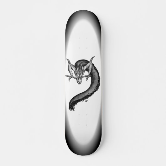 Dragon Schwarzweiß Design Skateboard (Vorne)
