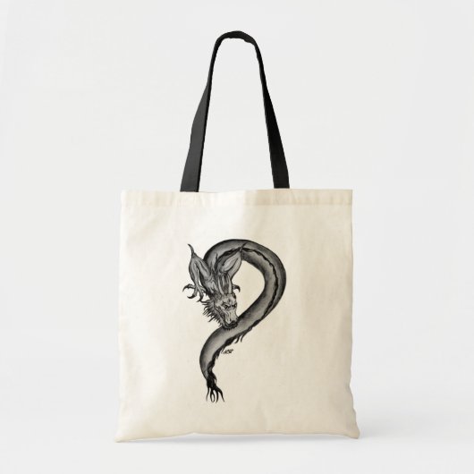 Dragon Schwarzweiß Design Tragetasche (Vorne)