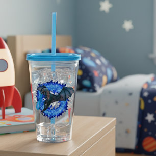 Dragon Serpent Atmung Feuer blauer Flamme Acryltrinkbecher