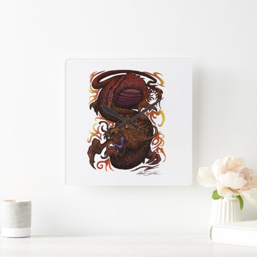 Dragon (Signature-Design) Quadratische Wanduhr (Zuhause)