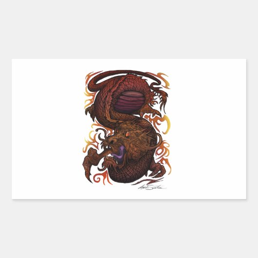 Dragon (Signature-Design) Rechteckiger Aufkleber (Vorderseite)