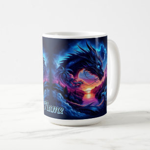 Dragon Silhouette gegen einen lebendigen Sonnenunt Kaffeetasse