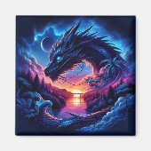 Dragon Silhouette gegen einen lebendigen Sonnenunt Magnet (Vorne)