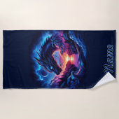 Dragon Silhouette gegen einen lebendigen Sonnenunt Strandtuch (Vorderseite)