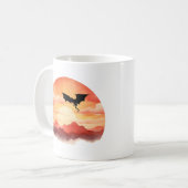 Dragon Silhouette gegen einen Sonnenuntergang Kaffeetasse (Vorderseite Links)