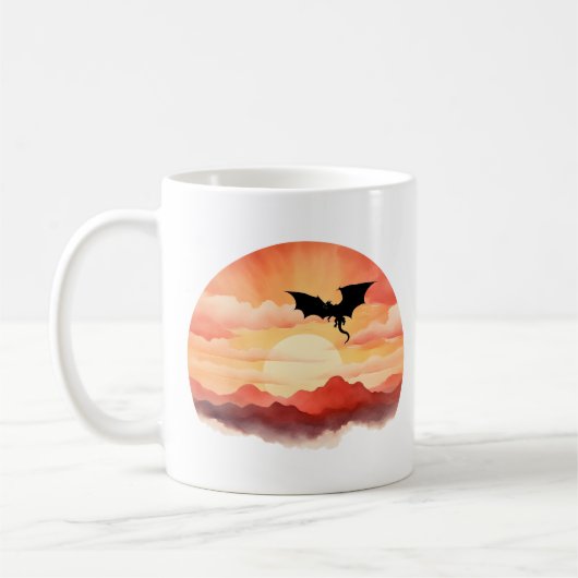 Dragon Silhouette gegen einen Sonnenuntergang Kaffeetasse (Links)