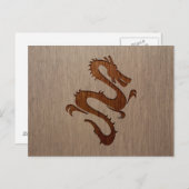 Dragon-Silhouette in Holzdesign Postkarte (Vorne/Hinten)