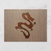 Dragon-Silhouette in Holzdesign Postkarte (Vorderseite)