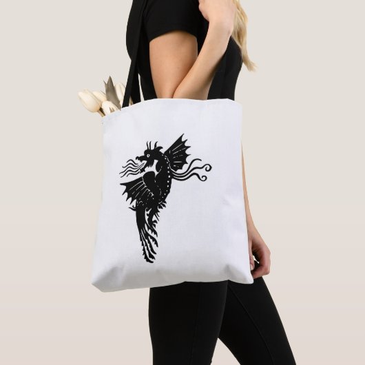 Dragon Silhouette Spirit Animal Emblem Tote Bag Tasche (Von Nahem)