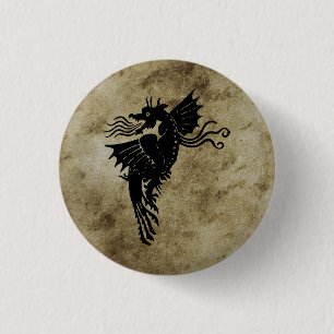 Dragon Silhouette Spirit Animal Totem Emblem Button