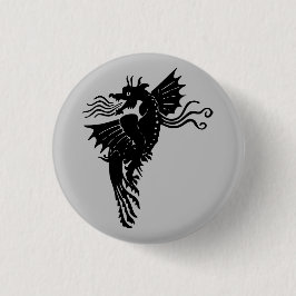 Dragon Silhouette Spirit Animal Totem Emblem Button