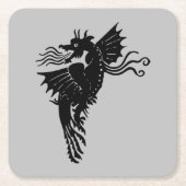 Dragon Silhouette Spirit Animal Totem Emblem Rechteckiger Pappuntersetzer (Vorderseite)