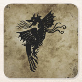 Dragon Silhouette Spirit Animal Totem Emblem Squar Rechteckiger Pappuntersetzer (Vorderseite)
