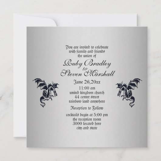 Dragon Silver Wedding Einladung (Vorderseite)