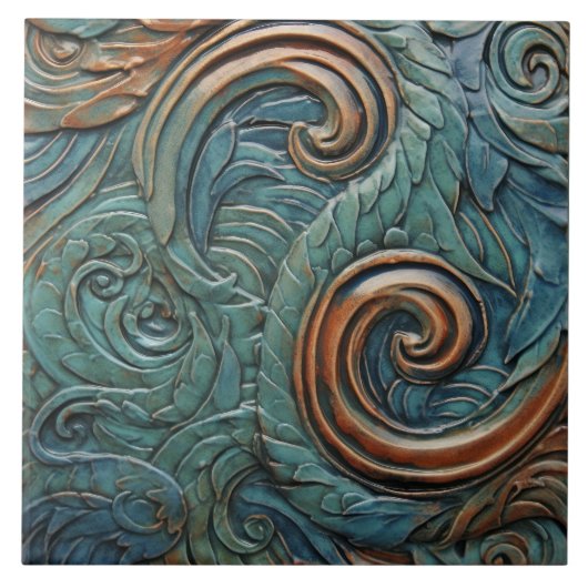 Dragon skaliert Viktorianische Bio Muster Fliese (Vorderseite)