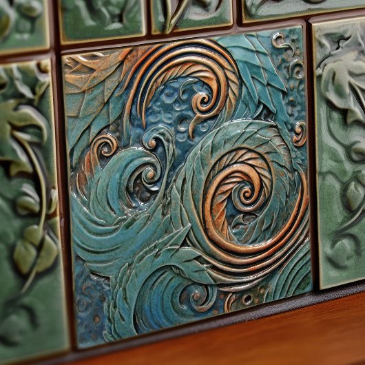 Dragon skaliert Viktorianische Bio Muster Fliese