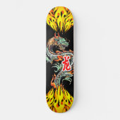 Dragon Skateboard mit Flammen (Vorderseite)