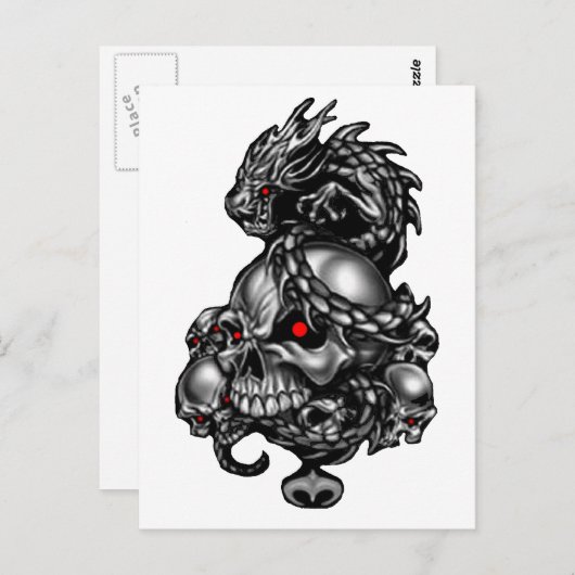 Dragon Skulls Postkarte (Vorne/Hinten)