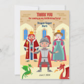 Dragon Slayer Knight Boy Birthday Party Dankeskarte (Vorderseite)