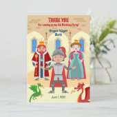 Dragon Slayer Knight Boy Birthday Party Dankeskarte (Stehend Vorderseite)