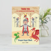 Dragon Slayer Knight Boy Birthday Party Dankeskarte (Stehend Vorderseite)