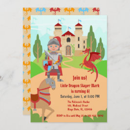 Dragon Slayer Knight Boy Birthday Party Einladung