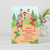 Dragon Slayer Knight Boy Birthday Party Einladung (Stehend Vorderseite)