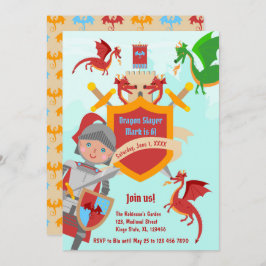 Dragon Slayer Knight Boy Birthday Party Einladung