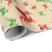 Dragon Slayer Knight Boy Birthday Party Geschenkpapier (Rolleneckpunkt)