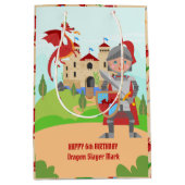 Dragon Slayer Knight Boy Birthday Party Mittlere Geschenktüte (Vorderseite)