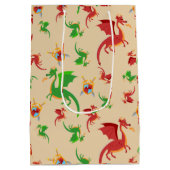 Dragon Slayer Knight Boy Birthday Party Mittlere Geschenktüte (Rückseite)