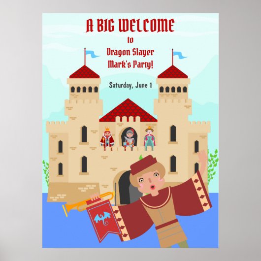 Dragon Slayer Knight Boy Birthday Party Poster (Vorne)