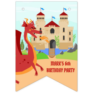 Dragon Slayer Knight Boy Birthday Party Wimpelkette