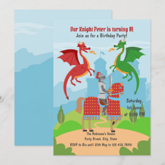 Dragon Slayer Knight Stories Geburtstagsparty Einladung