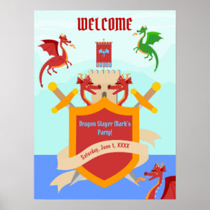 Dragon Slayer Knight Stories Geburtstagsparty Poster