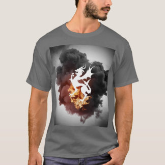 Dragon Smoke Silhouette Grau T - Shirt