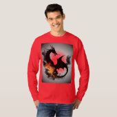 Dragon Smoke Silhouette Roter Langärmeliger T - Sh T-Shirt (Vorne ganz)