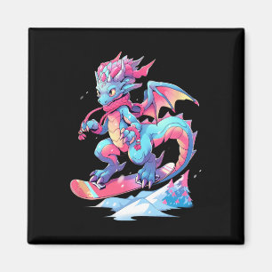Dragon Snowboard Snowboarder Snowboarder Winter Magnet