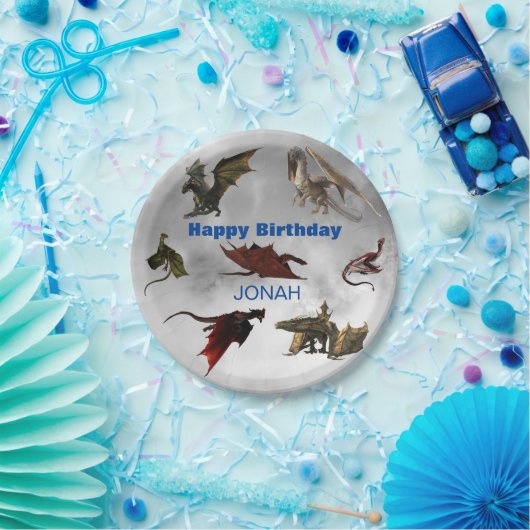 Dragon Species Fun Fantasy Personalisiert Geburtst Pappteller (Party)