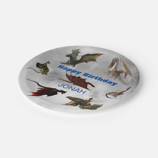 Dragon Species Fun Fantasy Personalisiert Geburtst Pappteller (Schrägansicht)