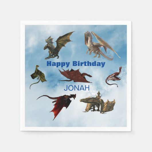 Dragon Species Fun Fantasy Personalisiert Geburtst Serviette (Vorderseite)
