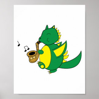 Dragon spielt saxophone Music Poster